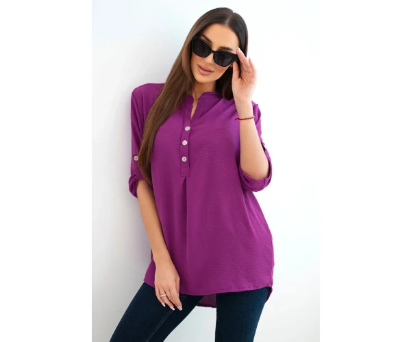 Bluzka z dłuższym tyłem ciemno fioletowa-1