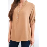 Bluzka z dłuższym tyłem camelowa-4