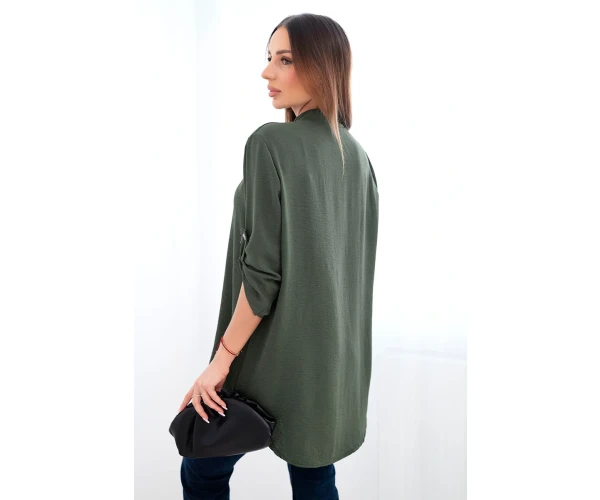Bluzka z dłuższym tyłem ciemne khaki-3