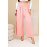 Spodnie damskie wiskozowe z elastycznym pasem morelowe-1