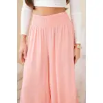 Spodnie damskie wiskozowe z elastycznym pasem morelowe-4