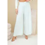 Spodnie damskie wiskozowe z elastycznym pasem miętowe-1