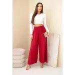 Spodnie damskie wiskozowe z elastycznym pasem bordowe-2