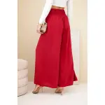 Spodnie damskie wiskozowe z elastycznym pasem bordowe-3