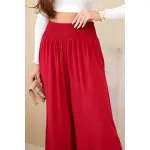 Spodnie damskie wiskozowe z elastycznym pasem bordowe-4
