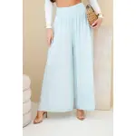 Spodnie damskie wiskozowe z elastycznym pasem niebieskie-1