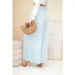 Spodnie damskie wiskozowe z elastycznym pasem niebieskie-3