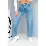 Spodnie damskie jeansowe z szeroką nogawką i wysokim stanem-2