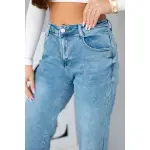 Spodnie damskie jeansowe z szeroką nogawką i wysokim stanem-5