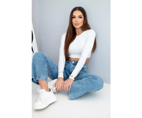 Spodnie damskie jeansowe z szeroką nogawką i wysokim stanem-1