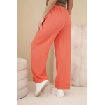 Spodnie muślinowe z szeroką nogawką malinowe-3