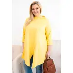 Bluzka damska bawełniana Plus Size asymetryczna z podwijanym rękawem żółta-1