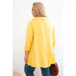 Bluzka damska bawełniana Plus Size asymetryczna z podwijanym rękawem żółta-4