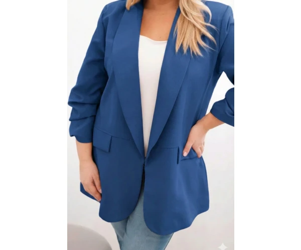 Marynarka damska Plus Size elegancka ciemno morska-1