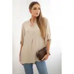Bluzka z dłuższym tyłem ciemno beżowa-1
