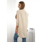 Bluzka z dłuższym tyłem ciemno beżowa-3