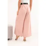 Spodnie damskie z szeroką nogawką i paskiem ciemny pudrowy róż-3