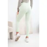 Legginsy damskie z wysokim stanem i elastycznym pasem miętowe-4