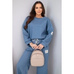 Komplet damski masełko bluza + spodnie jeansowy melanż-1