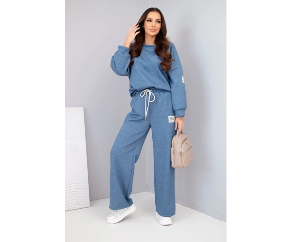Komplet damski masełko bluza + spodnie jeansowy melanż-2