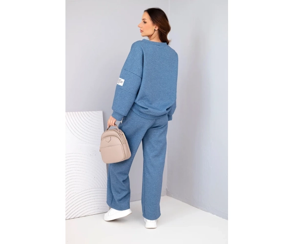 Komplet damski masełko bluza + spodnie jeansowy melanż-3