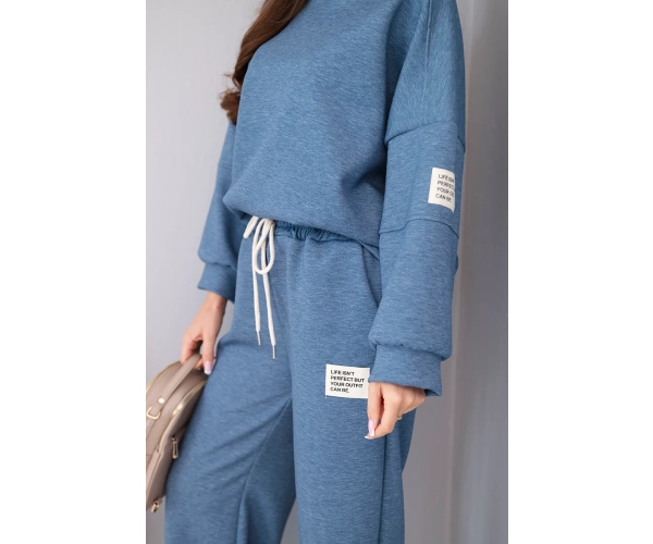 Komplet damski masełko bluza + spodnie jeansowy melanż-4
