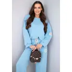 Komplet damski masełko bluza + spodnie niebieski-1