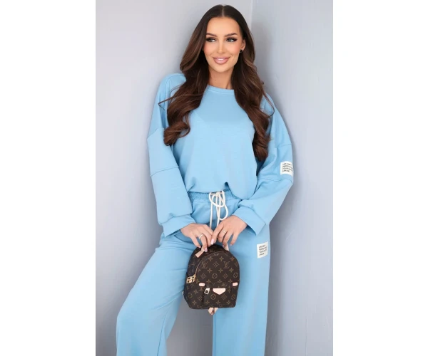 Komplet damski masełko bluza + spodnie niebieski-1
