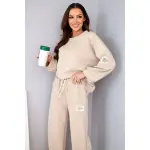 Komplet damski masełko bluza + spodnie beżowy-1