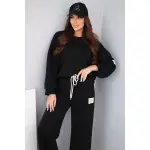 Komplet damski masełko bluza + spodnie czarny-1