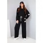 Komplet damski masełko bluza + spodnie czarny-2