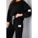 Komplet damski masełko bluza + spodnie czarny-3