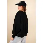 Bluza damska masełkowa z haftem o luźnym kroju czarny-3