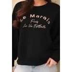 Bluza damska masełkowa z haftem o luźnym kroju czarny-4