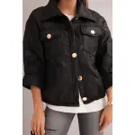 Kurtka damska wiosenna pikowana z kwiatowym wzorem czarna-4