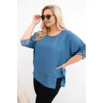 Bluzka damska Plus Size z lyocellu z asymetrycznym dołem jeansowa-1