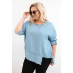 Bluzka damska Plus Size z lyocellu z asymetrycznym dołem jasno jeansowa-1