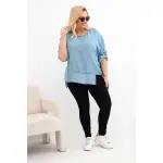 Bluzka damska Plus Size z lyocellu z asymetrycznym dołem jasno jeansowa-2