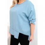 Bluzka damska Plus Size z lyocellu z asymetrycznym dołem jasno jeansowa-4