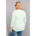 Bluzka damska Plus Size przecierana z napisem Love You More miętowa-3