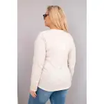 Bluzka damska Plus Size przecierana z napisem Love You More beżowa-4