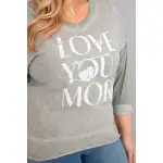 Bluzka damska Plus Size przecierana z napisem Love You More khaki-2