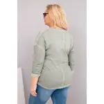 Bluzka damska Plus Size przecierana z napisem Love You More khaki-4