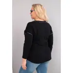 Bluzka damska Plus Size przecierana z napisem Love You More czarna-4