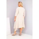 Sukienka damska bawełniana Plus Size z asymetrycznym dołem beżowa-3