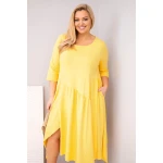 Sukienka damska bawełniana Plus Size z asymetrycznym dołem żółta-2