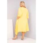 Sukienka damska bawełniana Plus Size z asymetrycznym dołem żółta-3