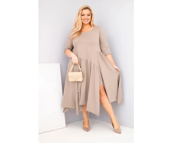 Sukienka damska bawełniana Plus Size z asymetrycznym dołem fango-1