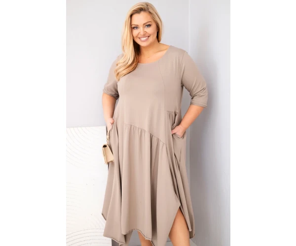 Sukienka damska bawełniana Plus Size z asymetrycznym dołem fango-2