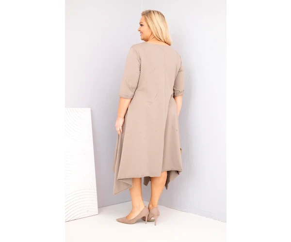Sukienka damska bawełniana Plus Size z asymetrycznym dołem fango-3